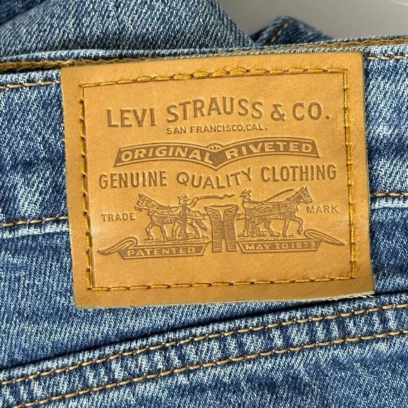 Levi's Wedgie Straight Premium Denim High Rise Medium Dark Wash Jeans - Picture 15 of 15